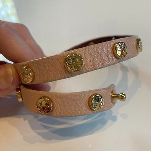 Tory Burch Double Wrap Logo Stud Bracelet